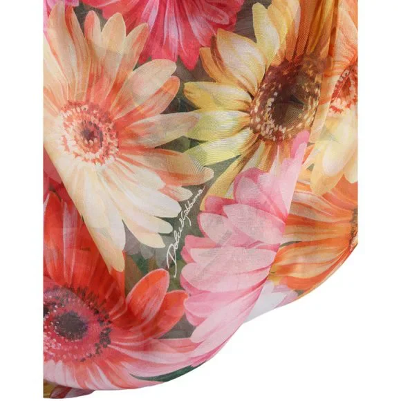Dolce & Gabbana Multicolor Sunflower Print Silk Midi Dress
